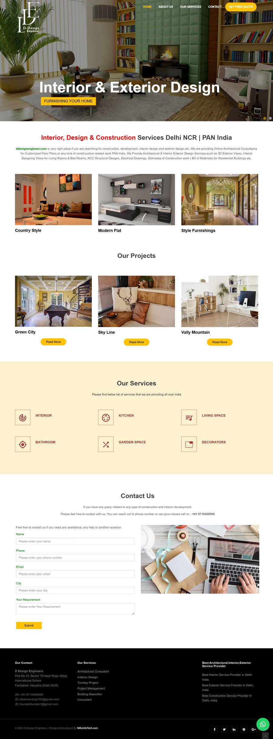 Interior design website project screenshot